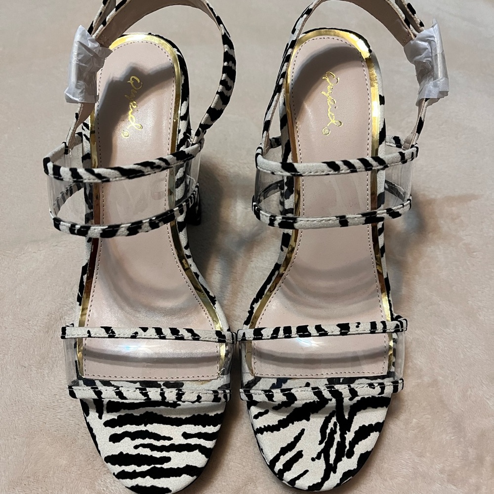 Chic Zebra Print Strappy Heels